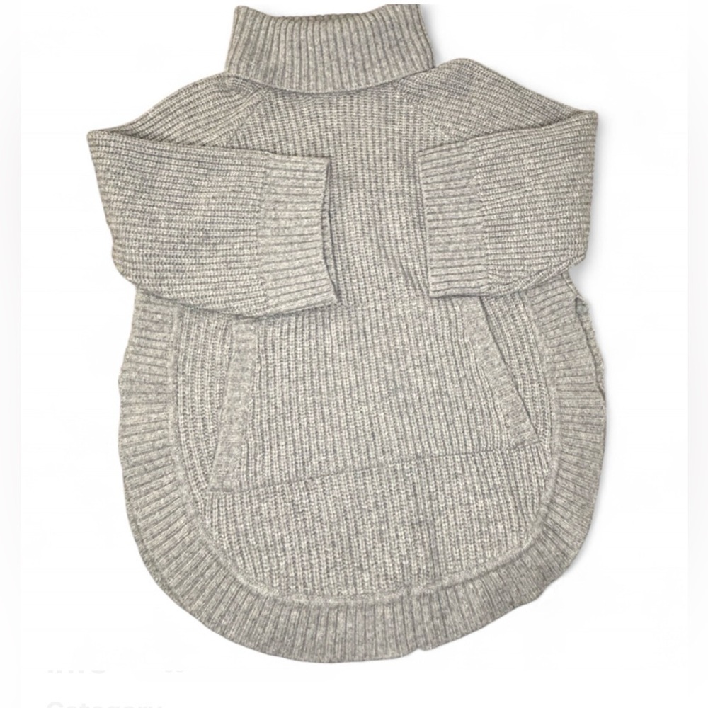 UGG Raelynn Cable Knit Turtleneck Poncho Sweater Gray XS Oversized Wool Blend